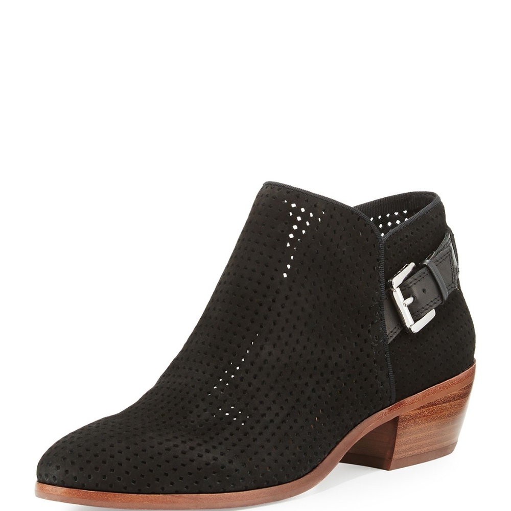 Sam Edelman Paula Perforated Suede Bootie, Black S